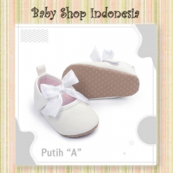 large S1002 Sepatu Bayi Putih Sepatu Prewalker Import Bayi Perempuan Putih Glitter Bow Putih